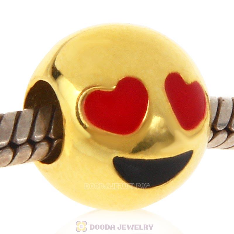 Gold Plated 925 Sterling Silver QQ Emoji Face Anthomaniac Beads