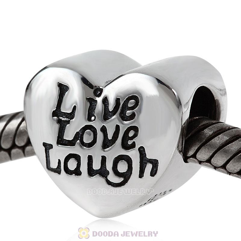Sterling Silver Live Laugh Love Heart Charm