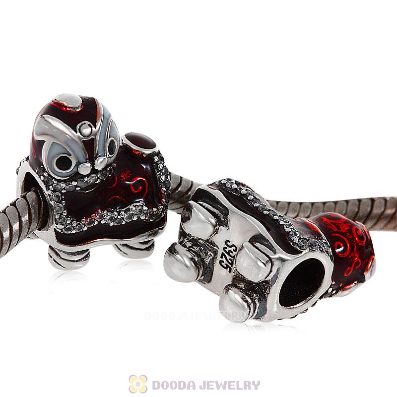 Dance Lion Charm with Enamel 925 Silver