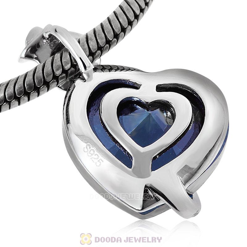 Heart Of the Ocean Blue Crystal Heart Pendant for Necklace