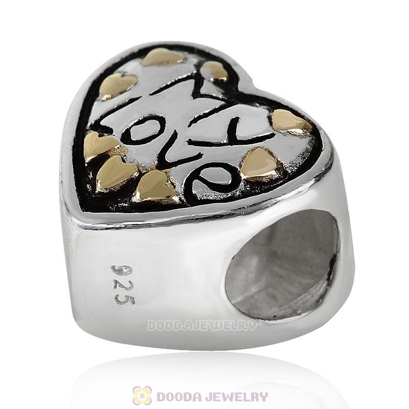  925 Sterling Silver Gold Plated Thank You My Love Bead