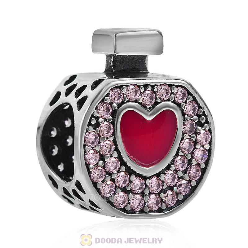 Love's Perfume Bottle Charm with Pink CZ