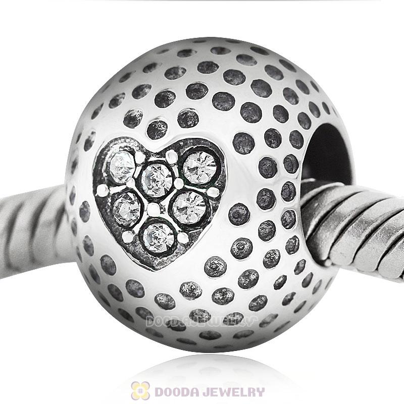 Golf Ball Charm with Clear Crystal Love