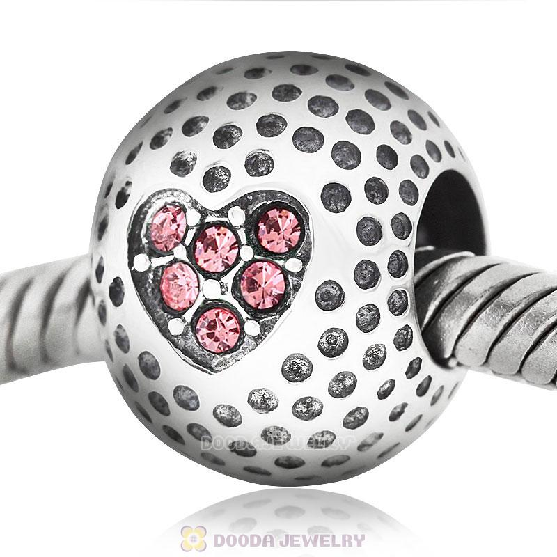 Golf Ball Charm with Pink Crystal Love