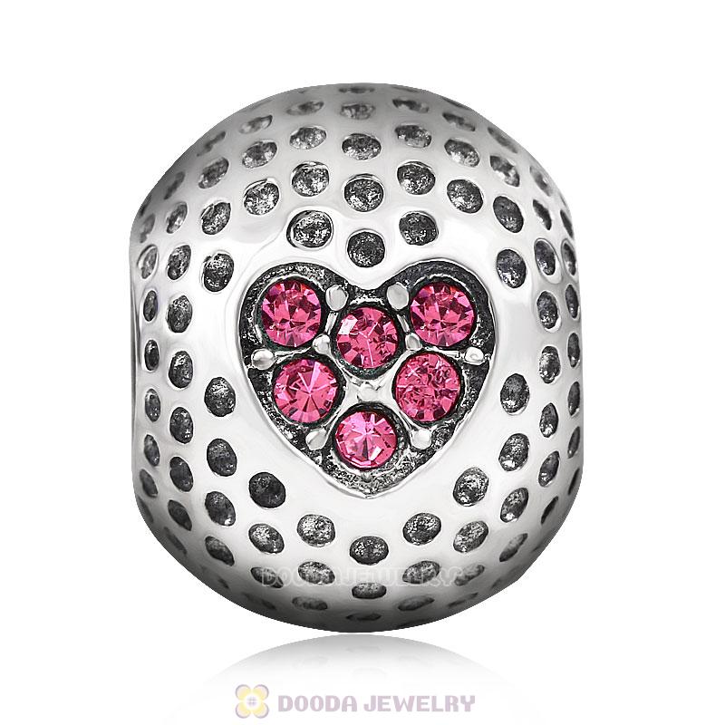 Golf Ball Charm with Rose Crystal Love