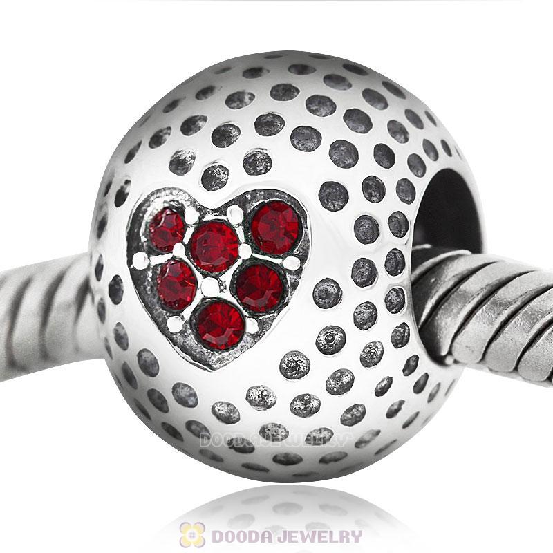 Golf Ball Charm with Siam Crystal Love
