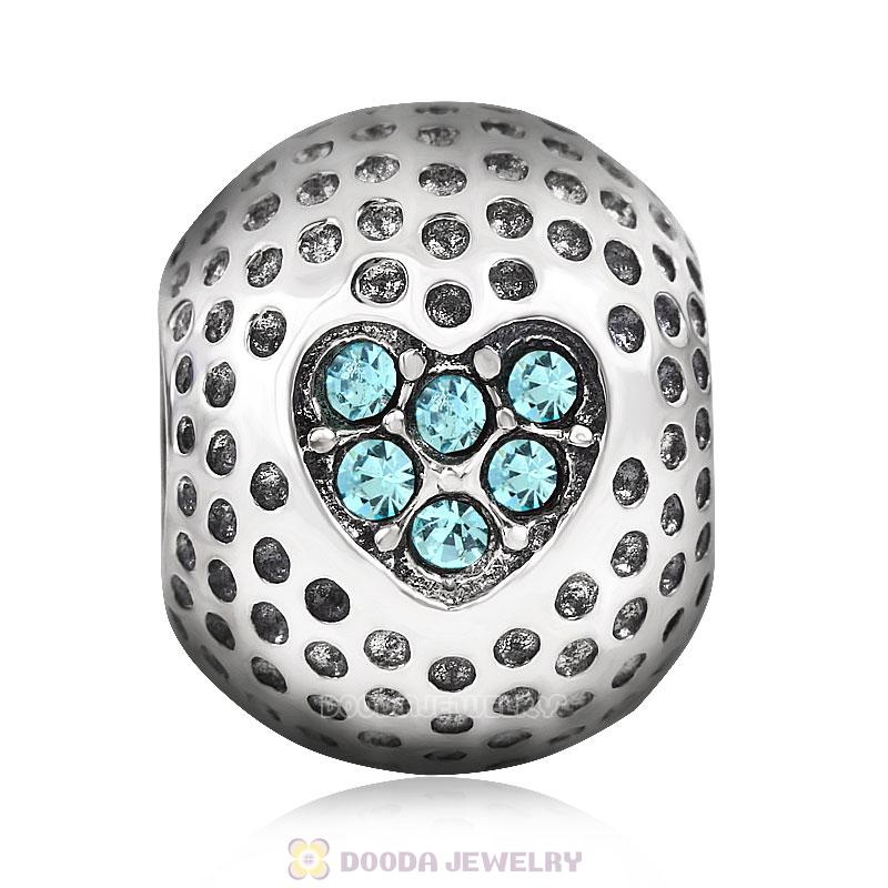 Golf Ball Charm with Aquamarine Crystal Love