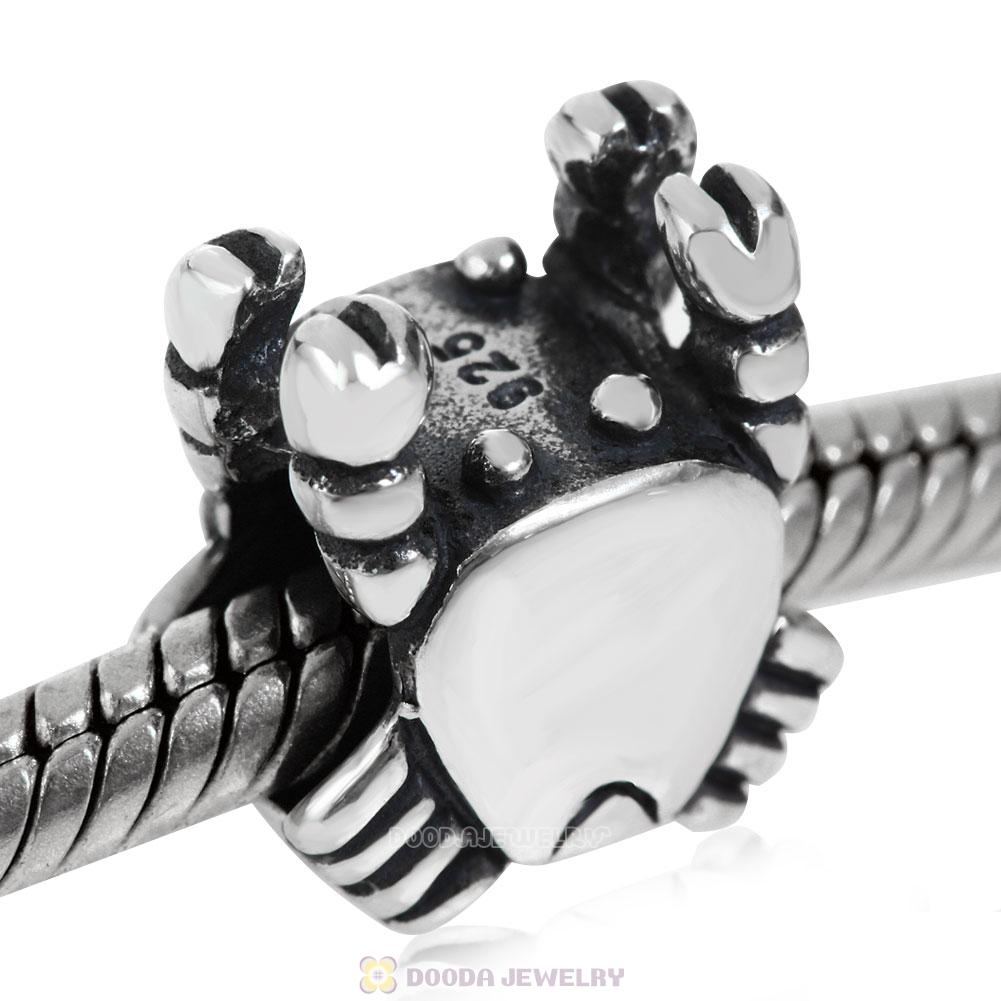 Crab Charm Antique Sterling Silver