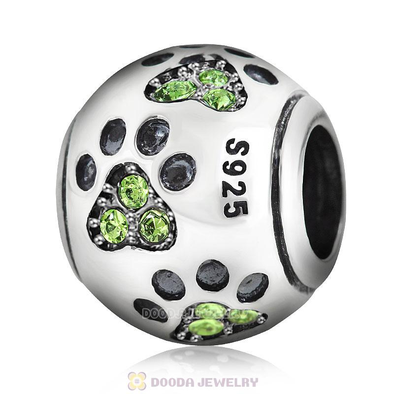 Dog Paw Print Charm Peridot Crystal