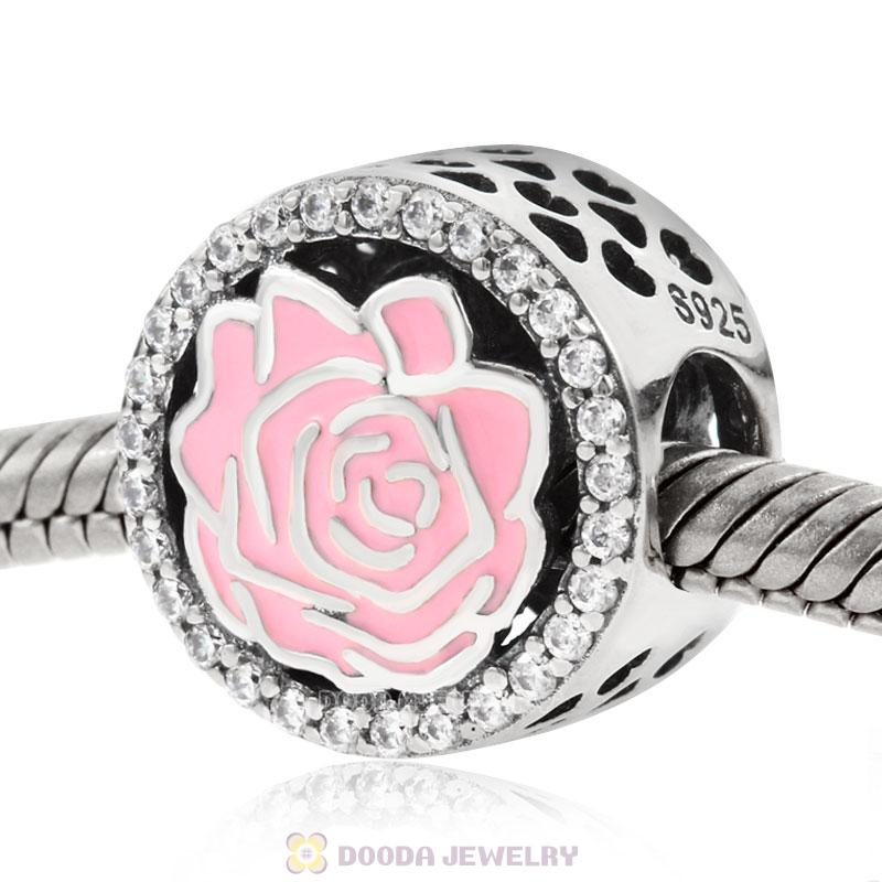 Perfect Pink Rose Flower Charm Beads