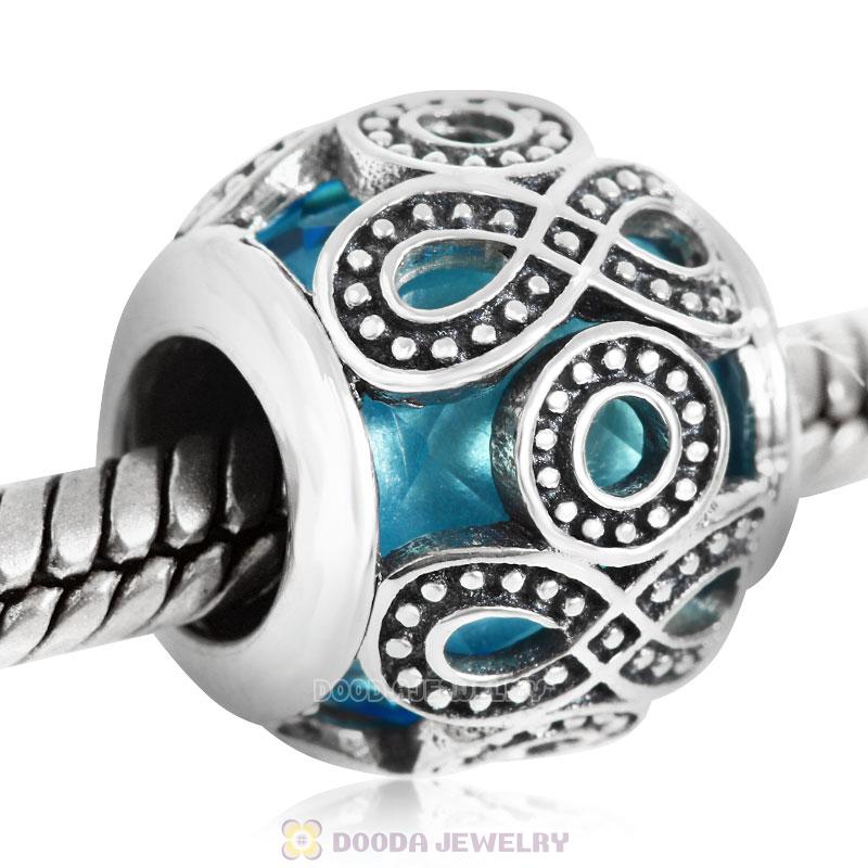 Infinite Love Charm Lt Blue Rhinestones