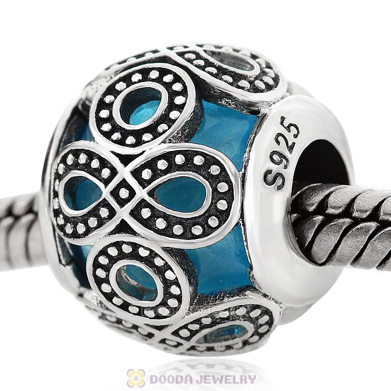 Infinite Love Charm Lt Blue Rhinestones