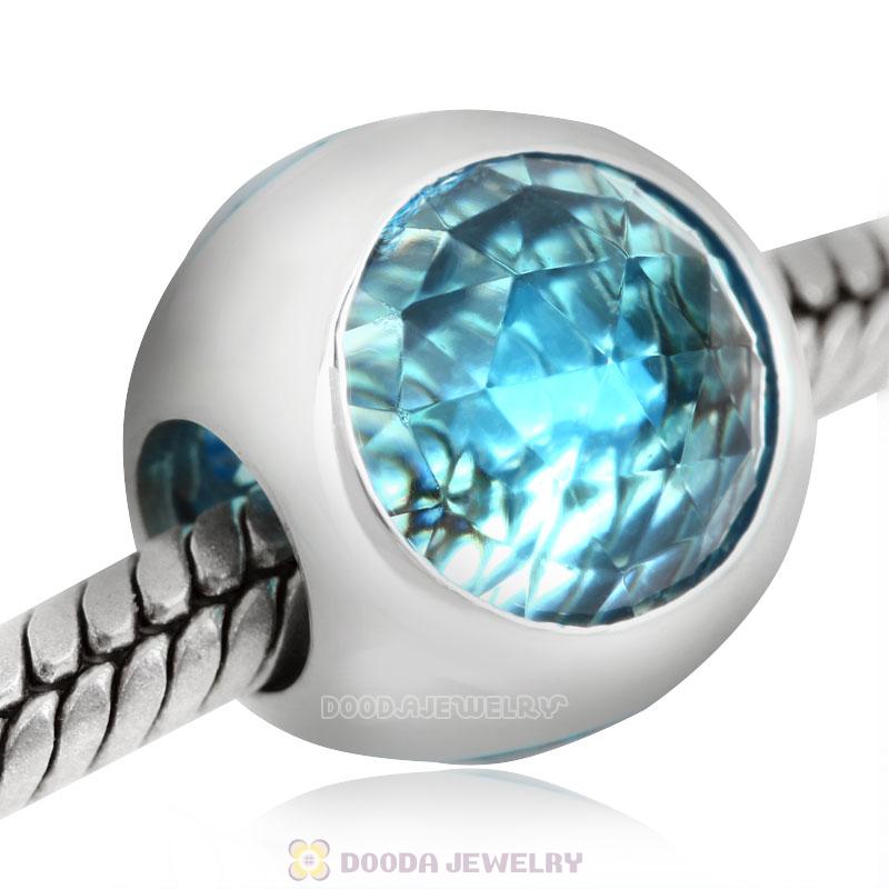 Aquamarine Blue Faceted Crystal Bead