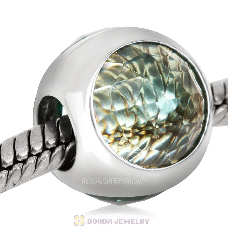 Lt Green Faceted Crystal Bead