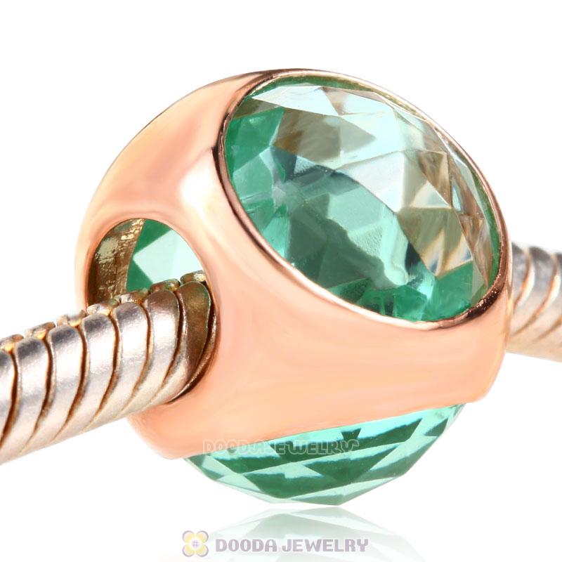 Rose Gold Charm Lt Green Faceted Crystal Bead