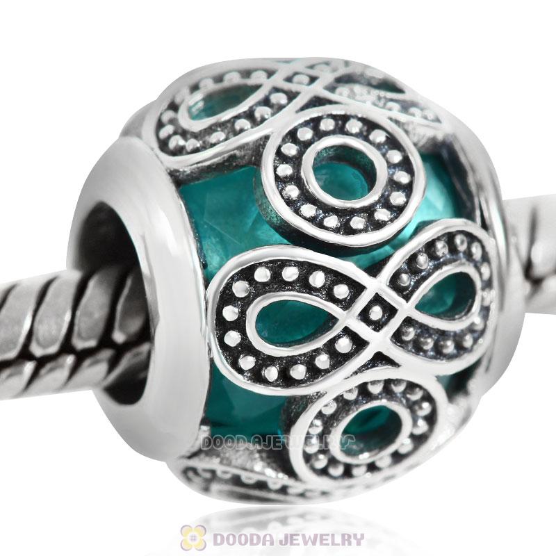 Infinite Love Charm Blue Zircon Rhinestones