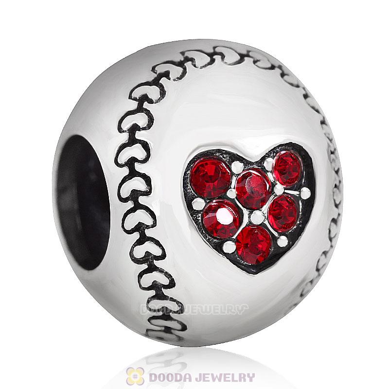 Siam Austrian Crystal Love Baseball Beads 