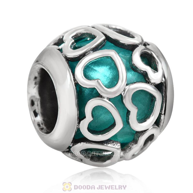 Encased in Love Charm Blue Zircon Rhinestones