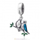 Couple Birds Love Charm with Enamel