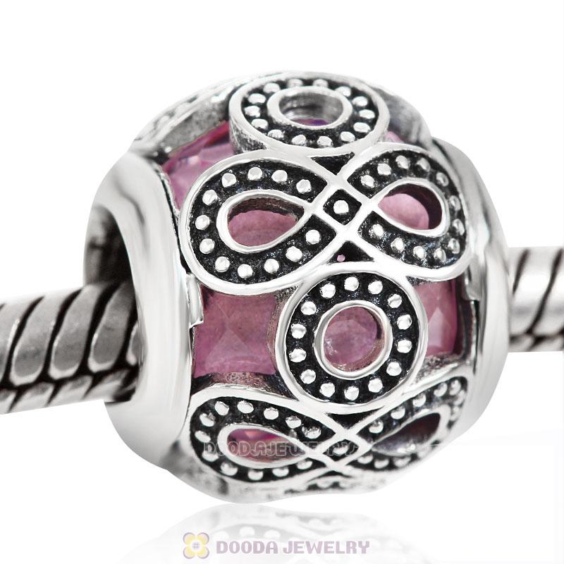 Infinite Love Charm Pink Rhinestones