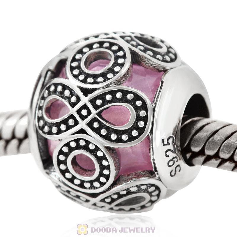 Infinite Love Charm Pink Rhinestones