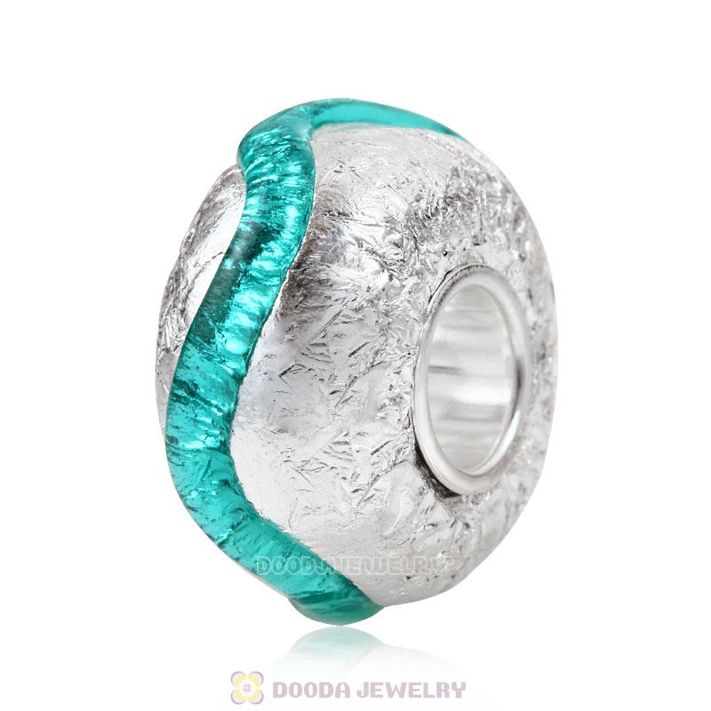 925 Silver Foil Charm Jewelry Glass Beads with 925 sterling silver single core