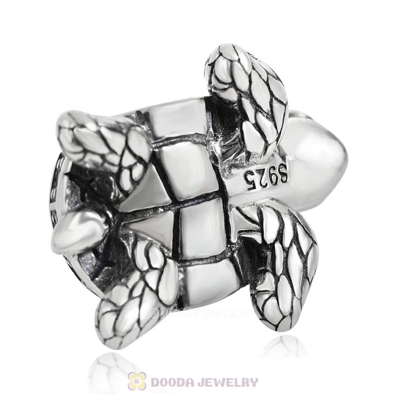 Sea Turtle Charm with Olive Green CZ