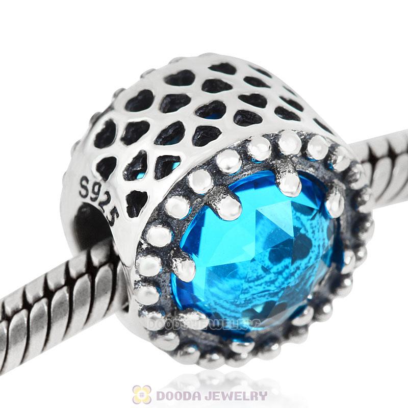 Radiant Hearts with Sky Blue and Clear CZ Charm Bead