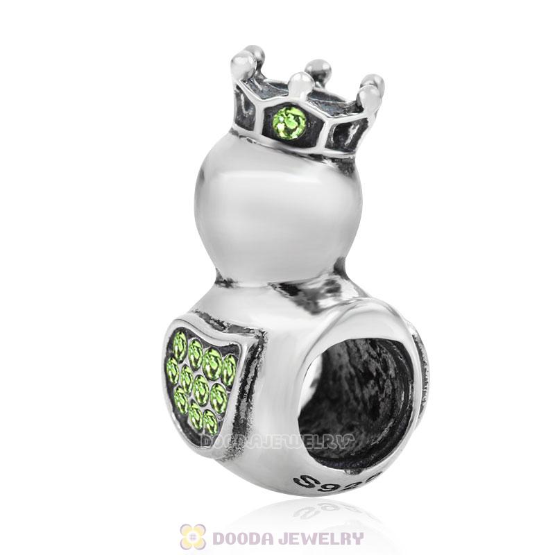 Pleasing Duck Crown Peridot Crystal Charm 925 Sterling Silver 