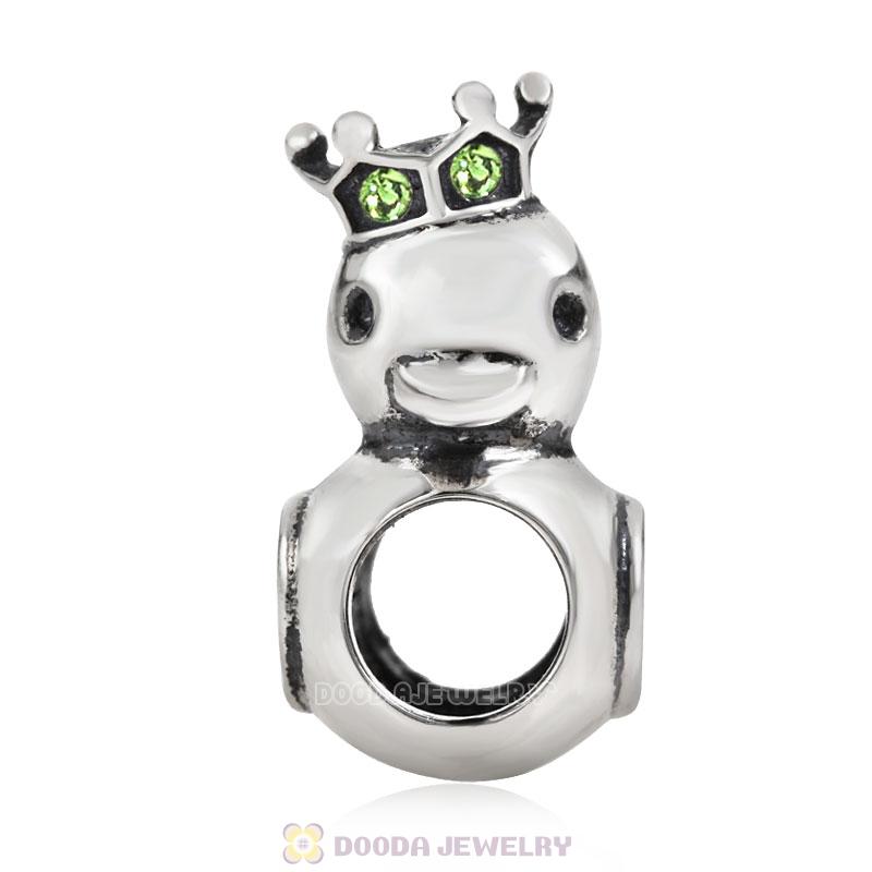 Pleasing Duck Crown Peridot Crystal Charm 925 Sterling Silver 