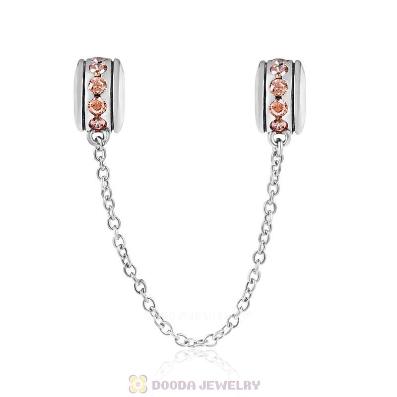 925 Sterling Silver Topaz CZ Safety Chain with Screw 