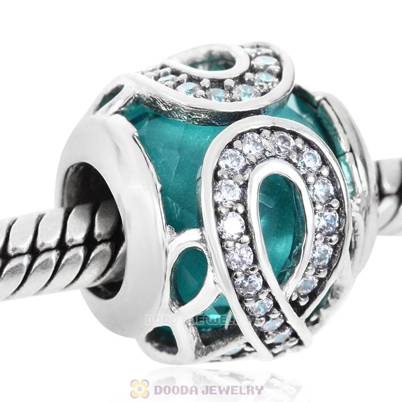 Sparkling Infinite Love Round Charm Blue Zircon Rhinestones