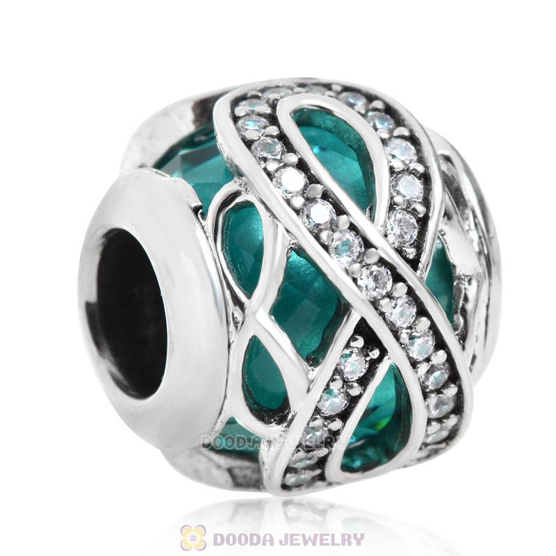 Sparkling Infinite Love Round Charm Blue Zircon Rhinestones