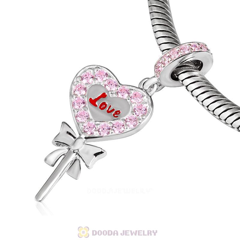 Dangle Fairy Wand Charms with CZ