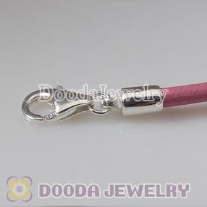 44cm European Slippy Pink Leather Necklace with Sterling Lobster Clasp