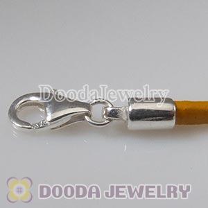 44cm European SlippyYellow Leather Necklace with Sterling Lobster Clasp