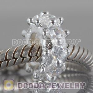 925 Sterling Silver European Spacer Beads with Clear Stone