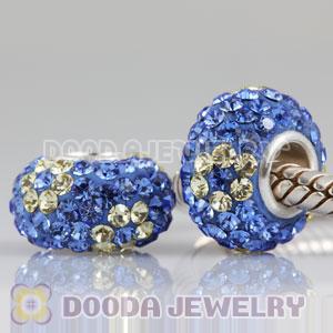 European Austrian crystal blue beads with yellow flower