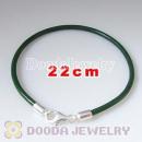 22cm Single Slippy Green Leather Bracelet with Sterling Lobster Clasp