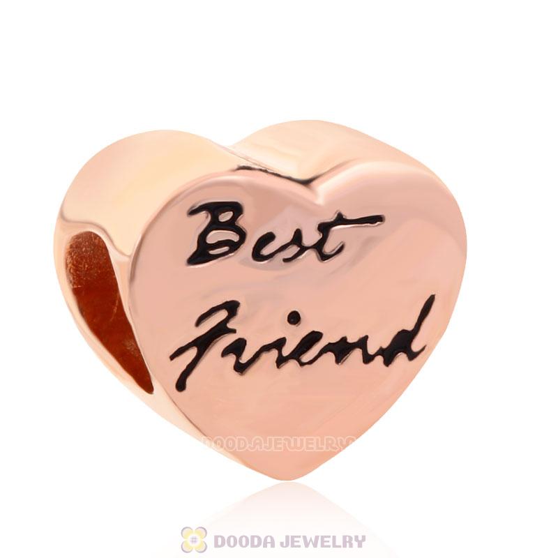 Mother and Best Friend Heart Charms Rose Gold Sterling Silver