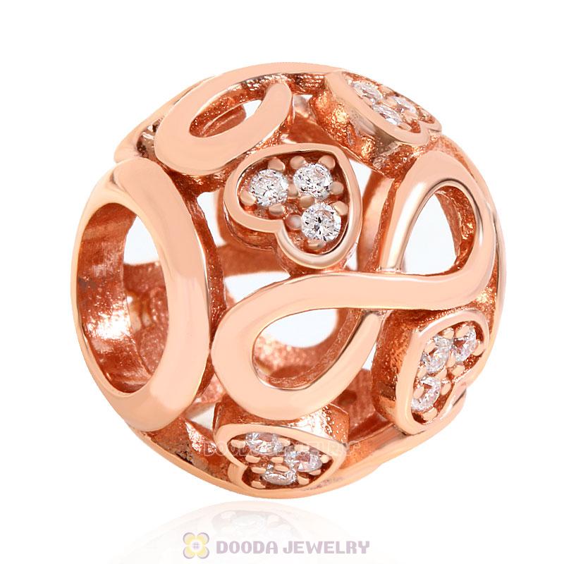 Rose Gold Infinite Love Charm with White Zircon