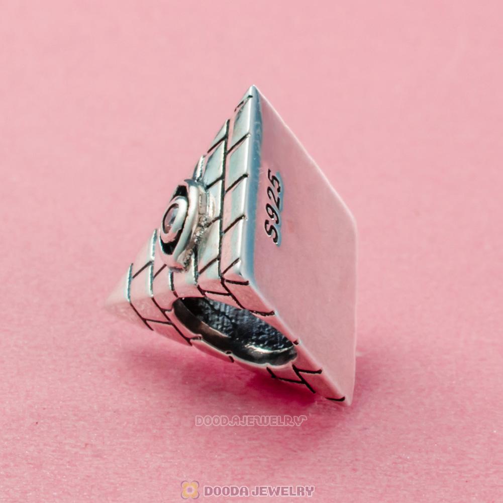 Egyptian Pyramid Charm 925 Sterling Silver with CZ