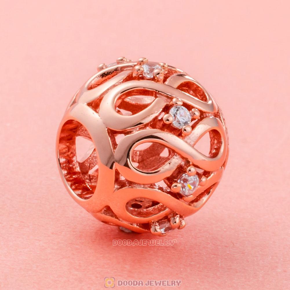 Rose Gold Infinity Shine Charm with White Zirconia