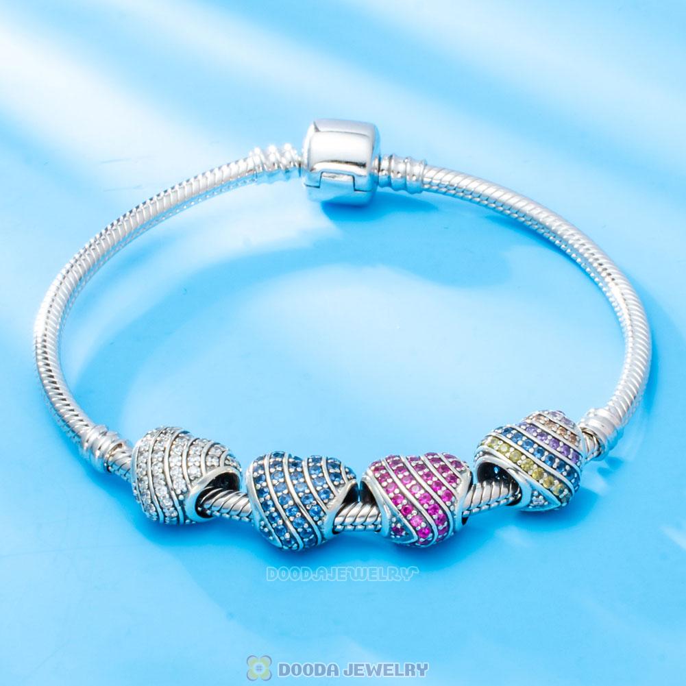 Pave Heart Charm Bead with Fuchsia Zircon