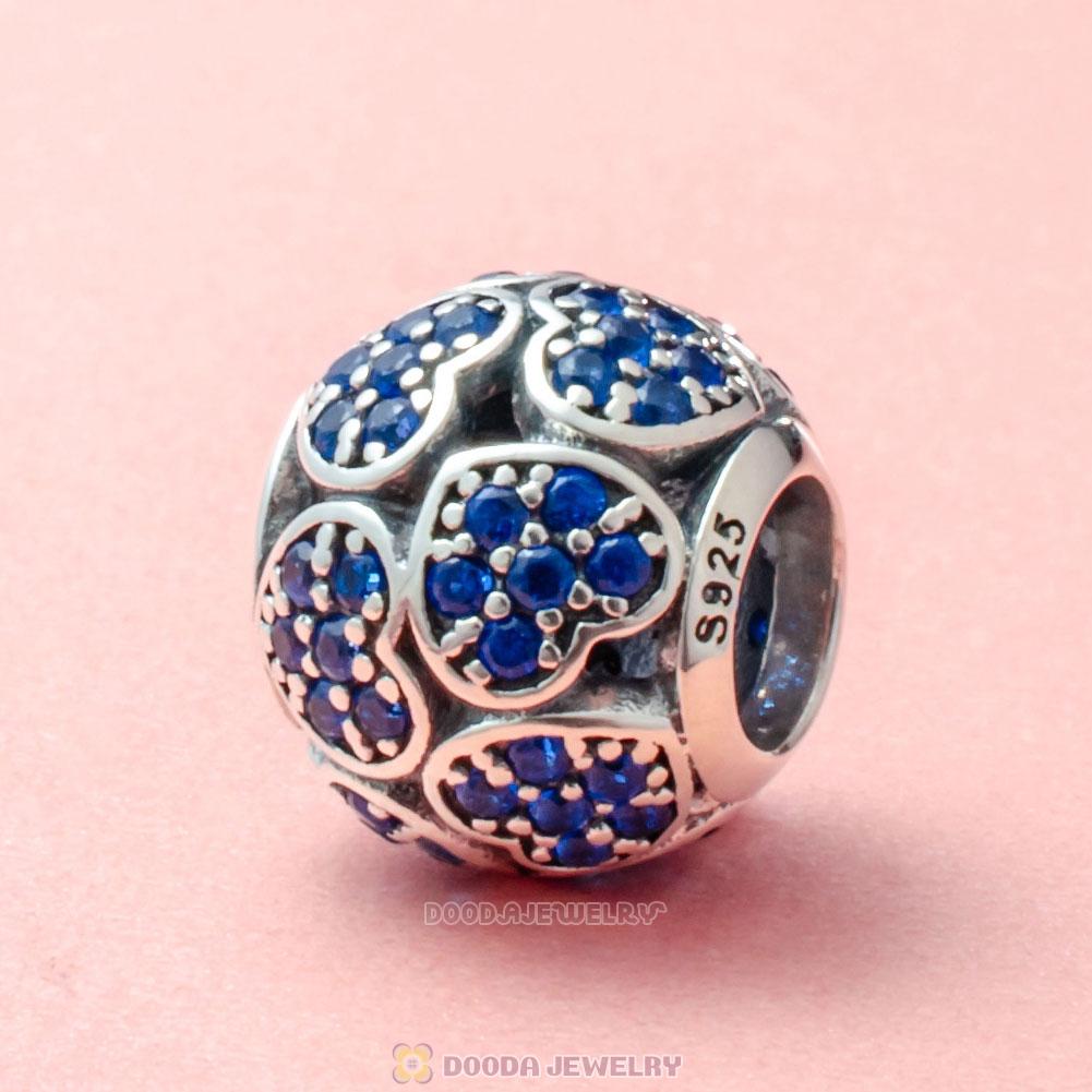 Trumbling Heart Charm Bead with Blue Zircon