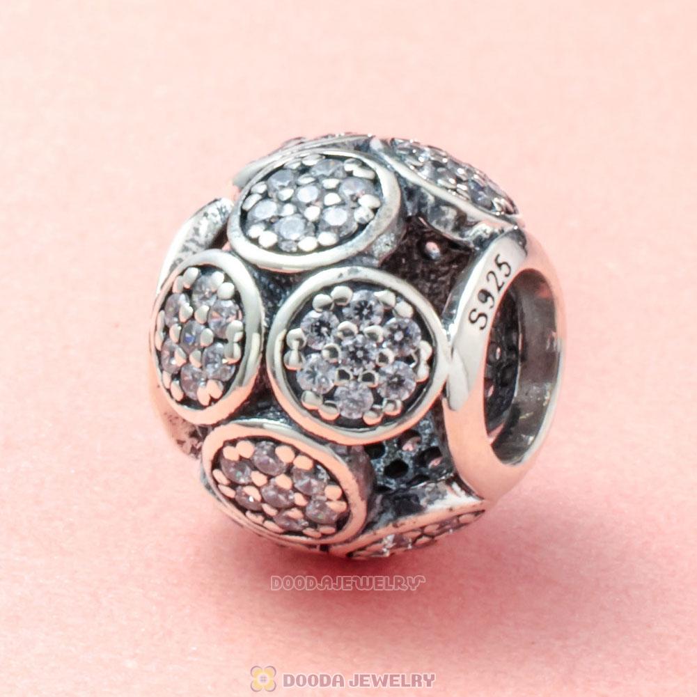 Circle Charm Bead with White Zircon