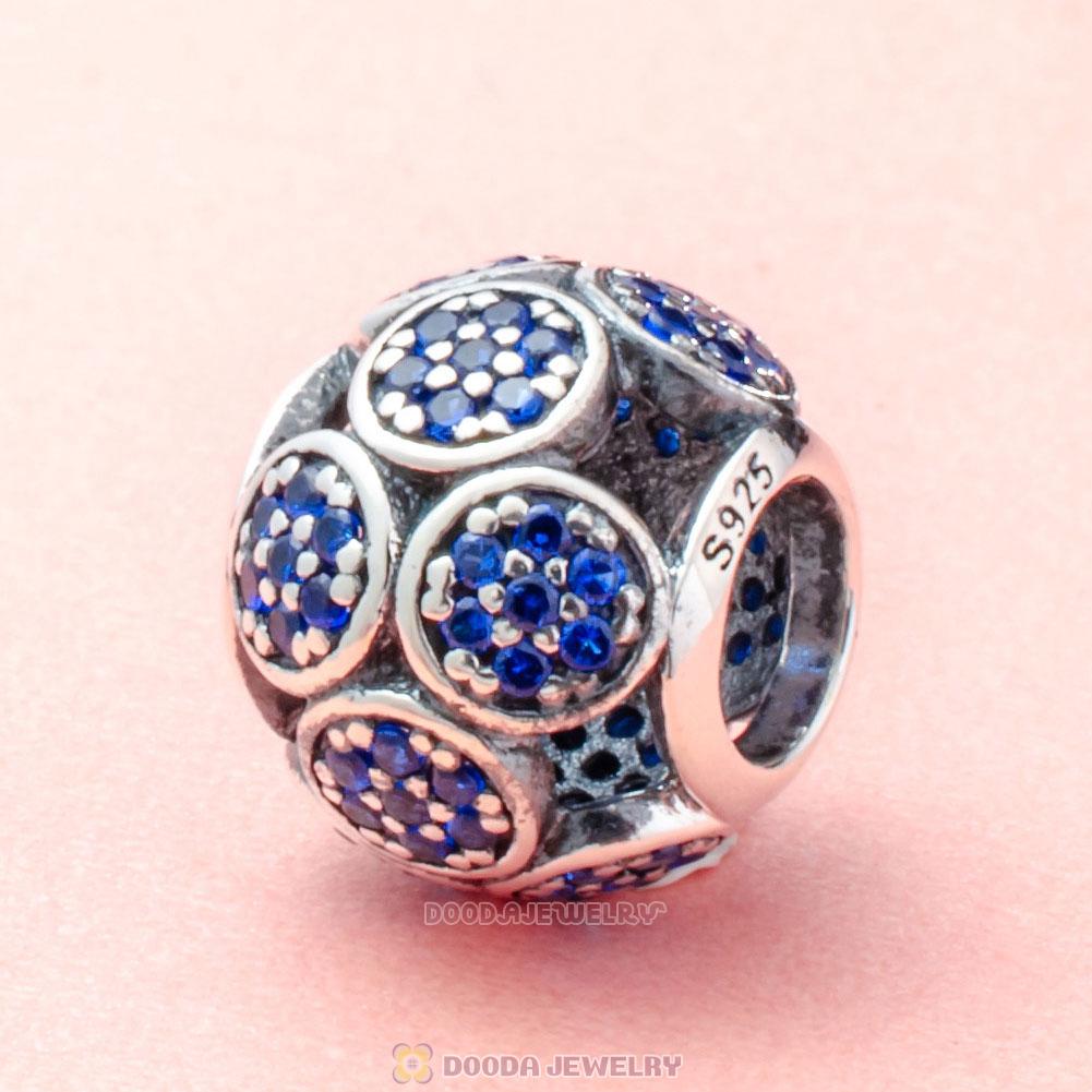 Circle Charm Bead with Blue Zircon