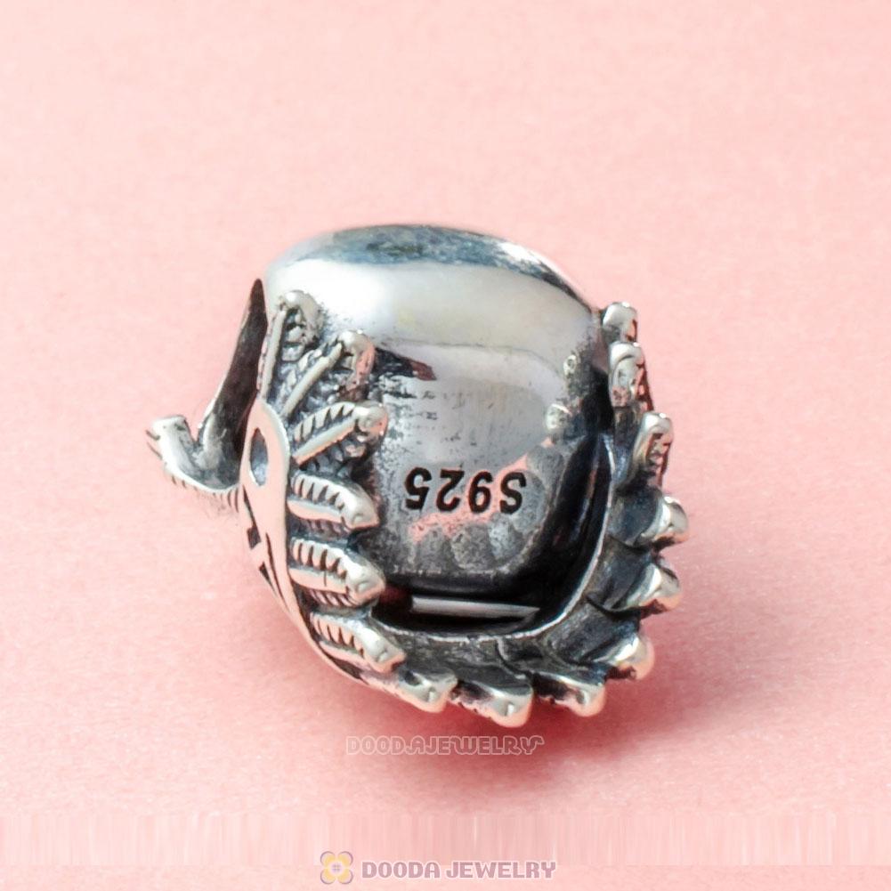 Indian Chief Skull Charm Antique 925 Silver