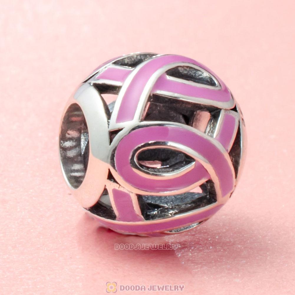 Breast Cancer Awareness Pink Ribbon Charms with Enamel