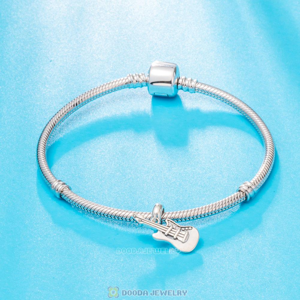 Dangle Guitar Charm with White Zircon